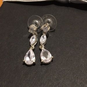 2/$10 Silver Rhinestone drop earrings